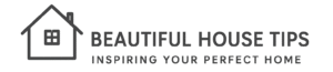 Beautiful House Tips logo with a minimalist house icon and tagline Inspiring Your Perfect Home on a white background.
