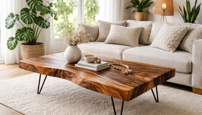 acacia wood coffee table natural grain furniture