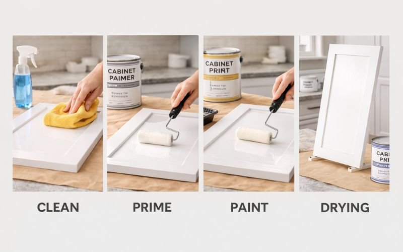 steps to paint kitchen cabinets diy