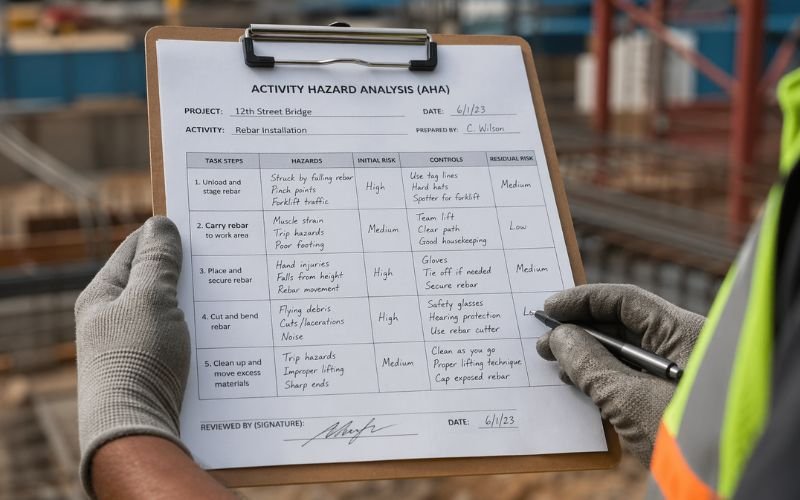 construction hazard analysis checklist example