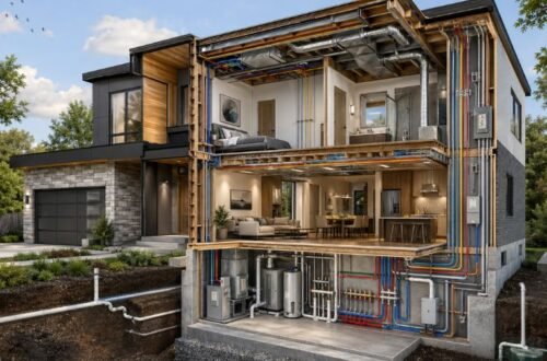 architectural engineer designing home systems HVAC electrical plumbing structure