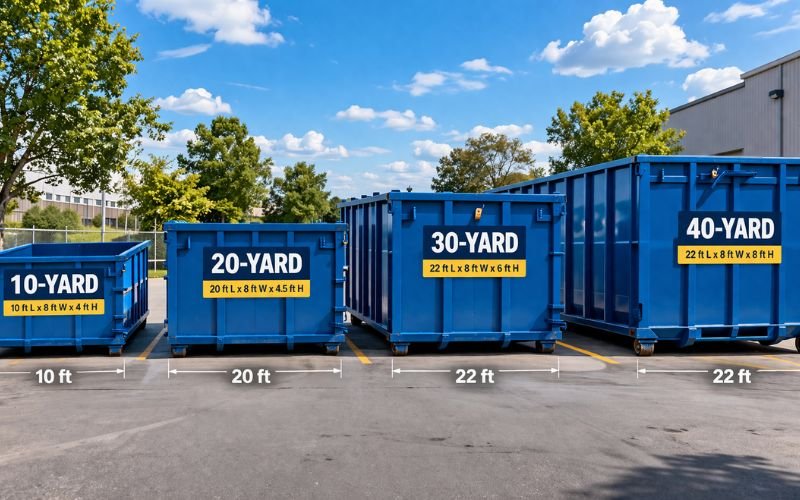 Comparison of different residential dumpster sizes