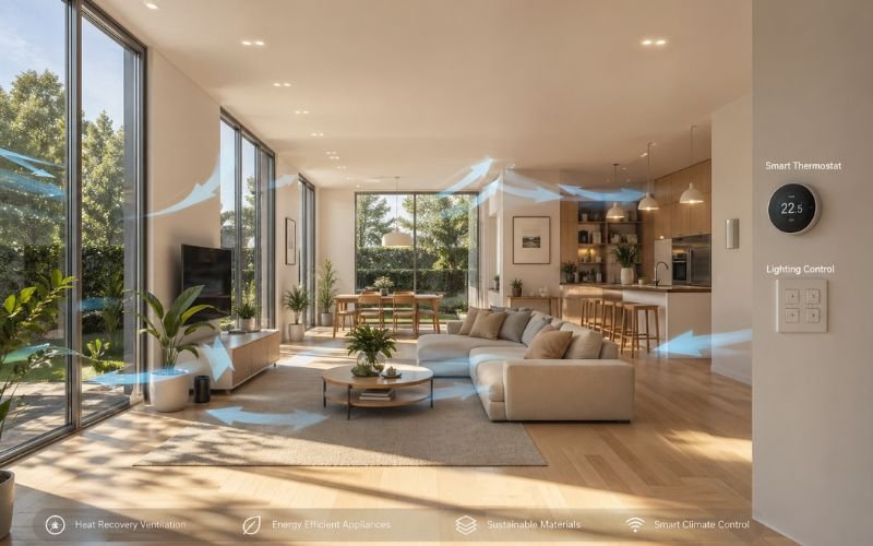 energy efficient home interior airflow lighting smart home design