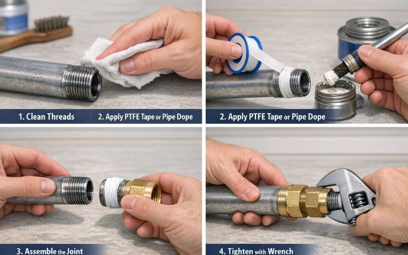 How to Apply Pipe Thread Sealant step by step pipe thread sealant application process