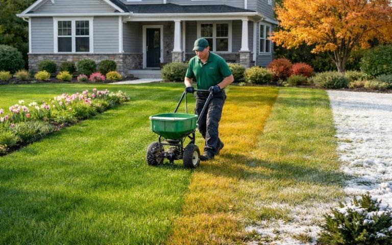 Lawn fertilization stages across seasons with professional lawn care service