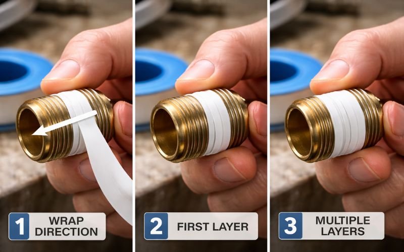 Wrapping PTFE Tape Correctly how to wrap PTFE tape on pipe threads correctly