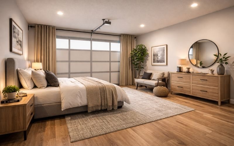 garage converted into bedroom modern interior design