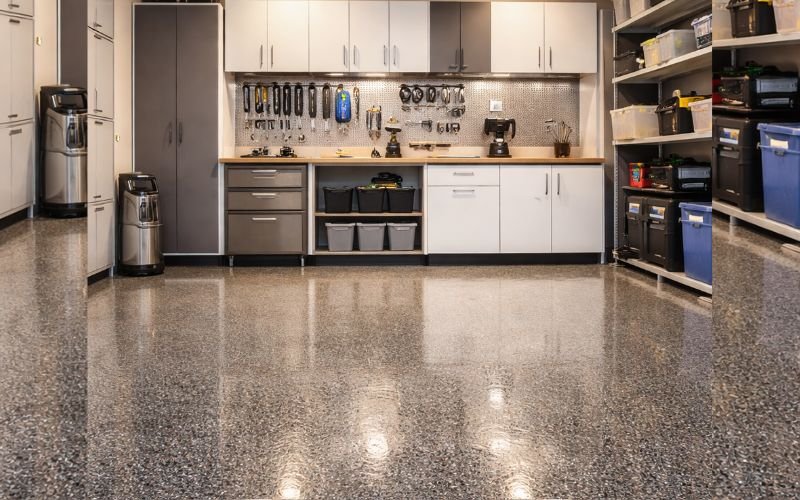 epoxy garage flooring and wall storage cabinets system modern garage