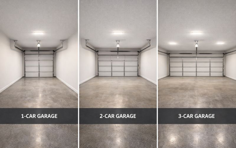 1 car vs 2 car vs 3 car garage size comparison