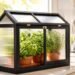 mini indoor greenhouse DIY on kitchen windowsill with herbs