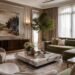 Luxury living room with layered lighting and warm ambiance