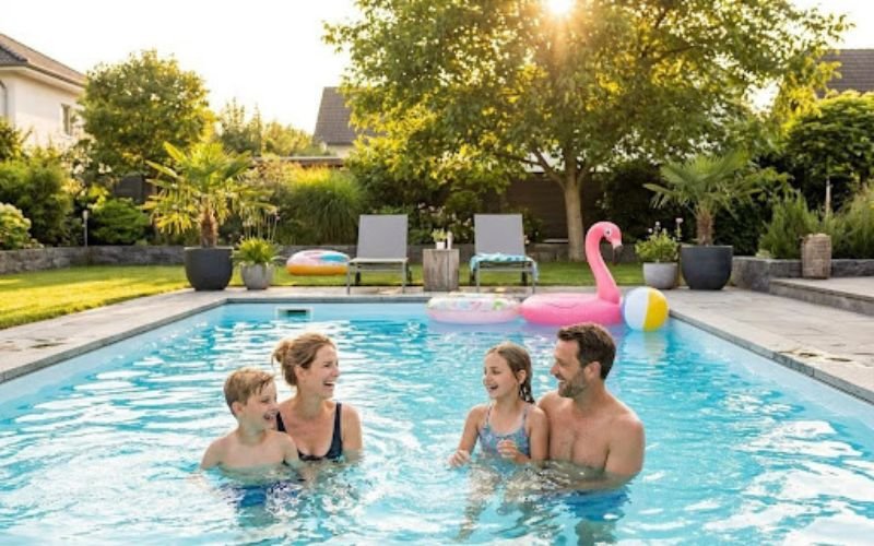 Making the Most of a Backyard Pool Investment A family making the most of their backyard pool on a summer afternoon.