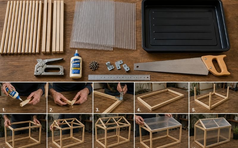 materials for DIY mini indoor greenhouse
