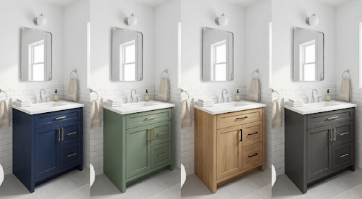 Different colored bathroom vanities for timeless bathroom design