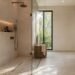 Modern bathroom with non-slip shower floor mosaic tile and linear drain