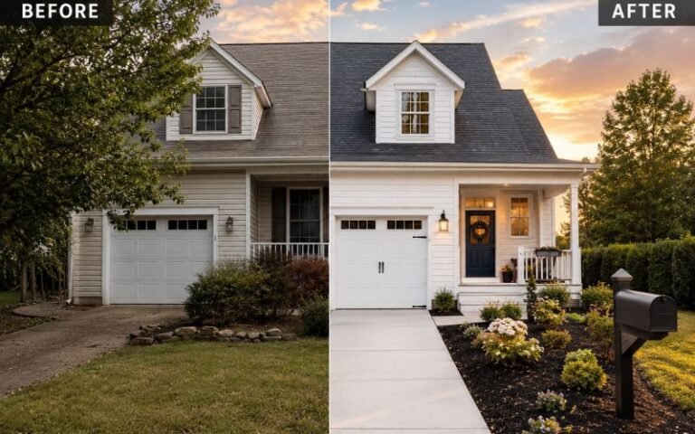 Weekend exterior makeover improving curb appeal and home value