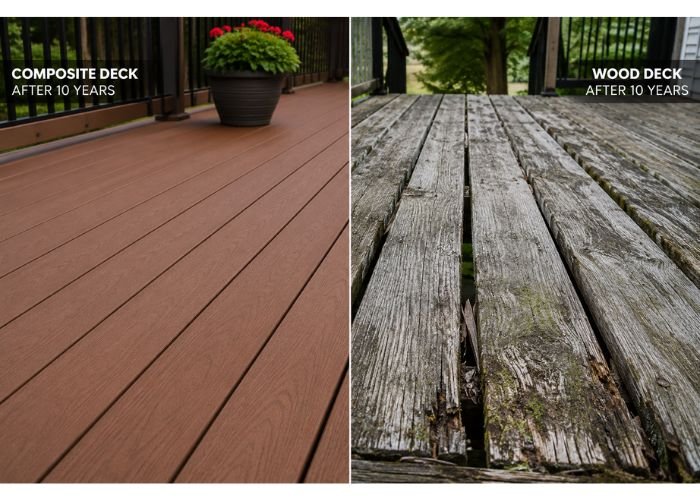 Composite decking after years