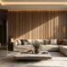 Modern living room featuring decorative wall panels that add texture and depth