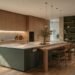 Functional aesthetic modern kitchen featuring minimalist cabinetry and multifunctional island