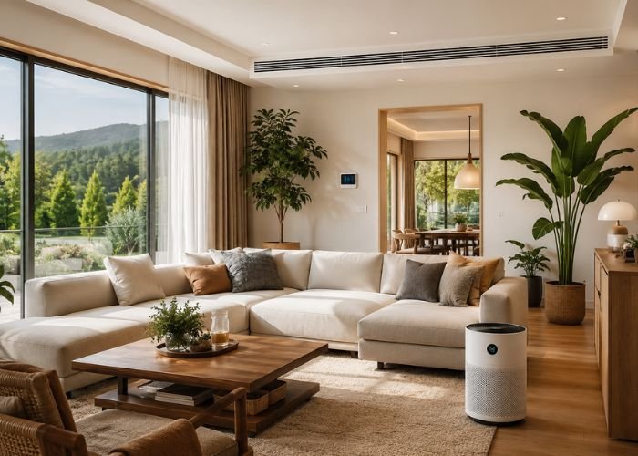 Indoor air quality improvement with purifier and plants