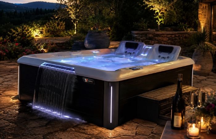 Infinity Edge Luxury Hot Tub Luxury hot tub with infinity waterfall and premium finishes