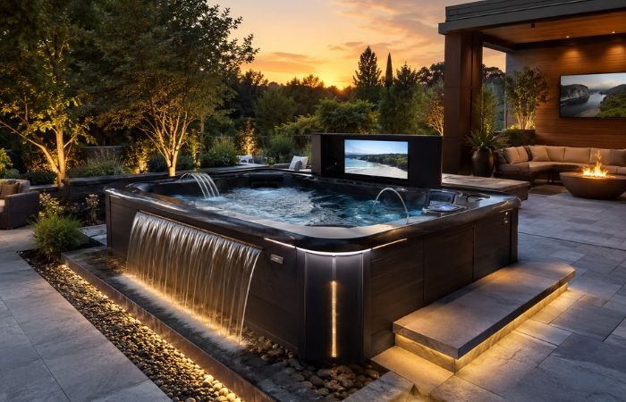 Luxury hot tub with unique design and premium exterior finishes
