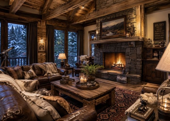 Mountain Escape Inspired Home Interior Rustic mountain inspired living room interior