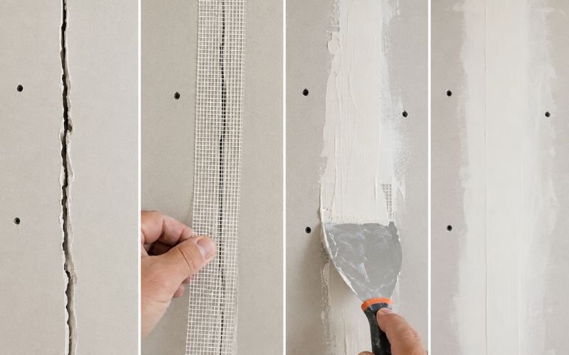 Drywall seam crack repair using mesh tape