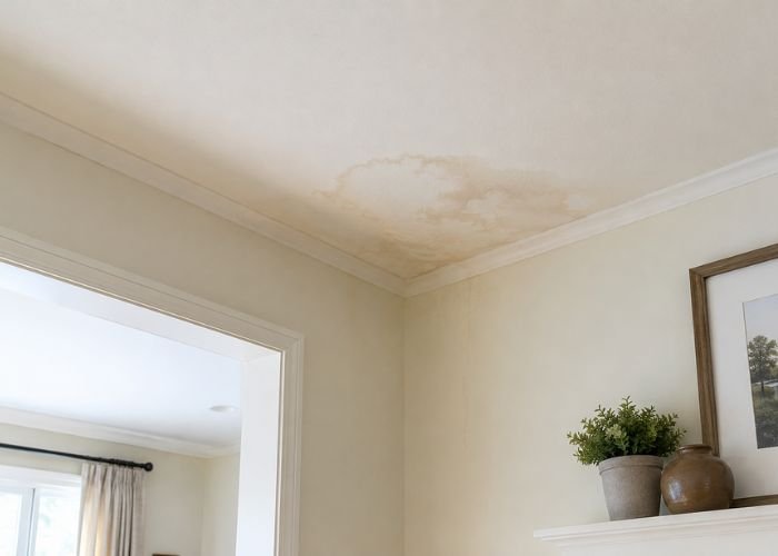 Roof Leak Warning Signs Inside Home Ceiling water stain caused by roof leak