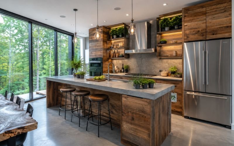 Eco-friendly kitchen designed with sustainable materials and energy-efficient features