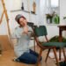 Woman organizing a tidy home with foldable space-saving products
