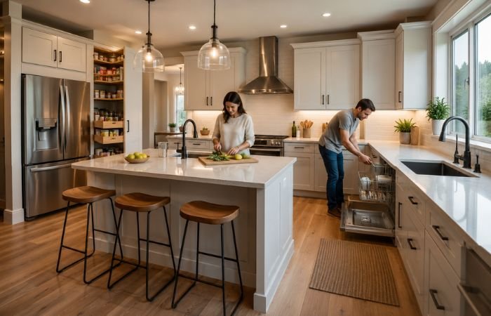 Modern remodeled kitchen with functional layout and smart storage