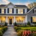 Modern Home with Stylish Window Treatments Enhancing Curb Appeal