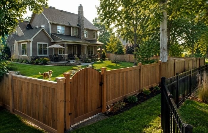 Indiana backyard with privacy fence and secure fenced area for pets