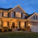 Home with professionally installed holiday lights and elegant seasonal decorations