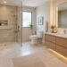 Accessible bathroom with curbless shower and safety features